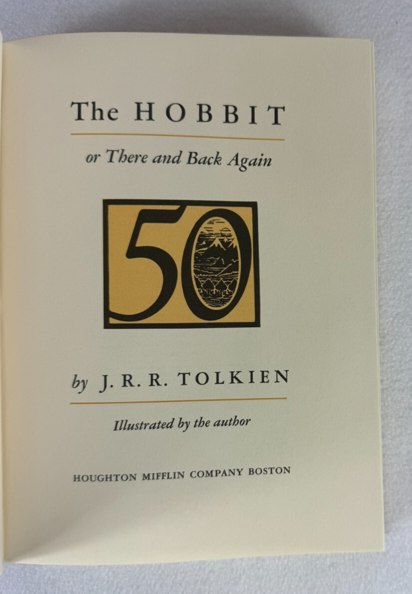 The Hobbit 50th Anniversary Edition J.R.R. Tolkien Gold Slipcase 1987 BOMC
